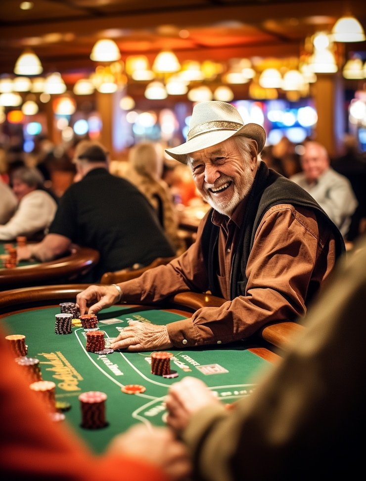 Tampilan permainan casino online dengan meja dan kartu yang menarik visual